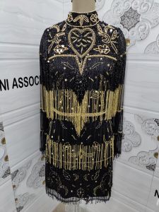 Black Golden Fringe Short Dress