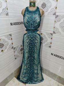 Teal Green Long Halter Dress