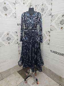 Black Crystal Embellished Party Gown