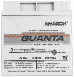 26AH Amara Raja Amaron Quanta SMF Battery