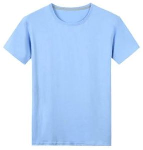 Mens Cyan Blue Round Neck T-Shirts