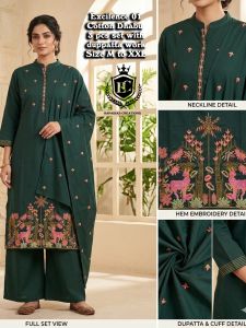 Cotton Heavy Embroidery Women Kurta Pant Set