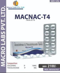 Aceclofenac 100mg+thiocochicoside 4 Mg
