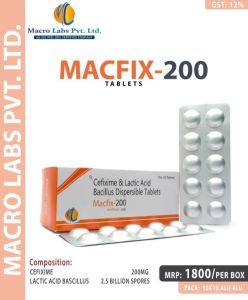 CEFIXIME200MG TAB (LACTIC ACID BASCILLUS 2.5 BILLION SPORES)