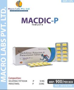 DICLOFENAC POTASSIUM 50MG PARACETAMOL 325 MG TAB