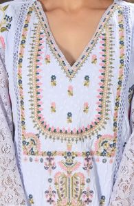 Floral Embroidered Thread Work Kurta with Trousers & Dupatta