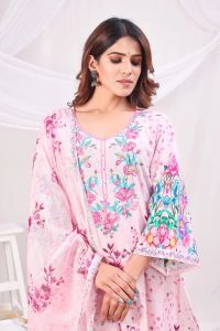 Pink Multicolor Digital Printed Cotton Kurta Set