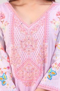 Pure Cotton Pink Multicolor Digital Printed Cotton Kurta Set