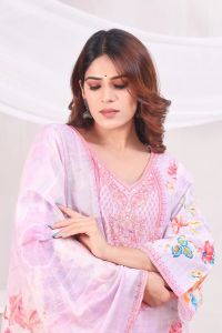 Pure Cotton Pink Multicolor Digital Printed Cotton Kurta Set