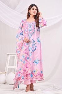 Round Neck Multicolor Digital Printed Cotton Kurta Set