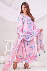 Round Neck Multicolor Digital Printed Cotton Kurta Set