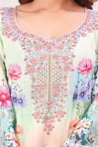 Sea Green Multicolor Digital Printed Cotton Kurta Set