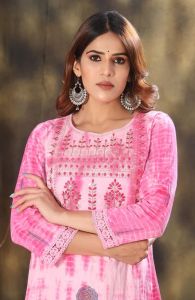 Shibori Printed Cotton Kurta Pant Dupatta Set