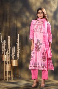 Shibori Printed Cotton Kurta Pant Dupatta Set