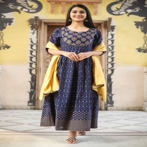 Vedic Ethnic Motifs Printed Sequins Anarkali Kurta
