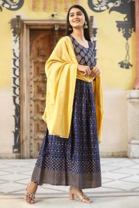 Vedic Ethnic Motifs Printed Sequins Anarkali Kurta