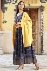 Vedic Ethnic Motifs Printed Sequins Anarkali Kurta