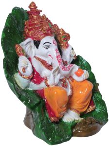 Ganesh Ji Leaf Back Decorative Idol Showpiece