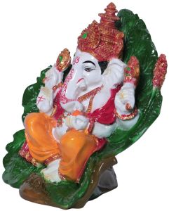 Ganesh Ji Leaf Back Decorative Idol Showpiece