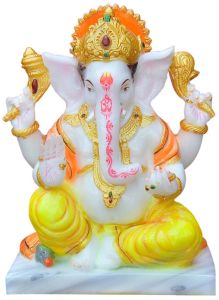Ganesh Ji Marble Look Decorative Idol