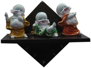 Laughing Buddha Trio Wall Shelf Decor Set