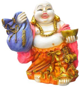 Laughing Buddha Wealth Bag Bowl Prosperity Statue