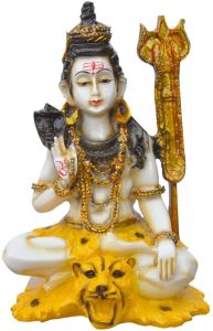 Lord Shiva Sitting Idol with Trishul Blessing Pose Statue