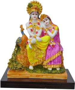 Radha Krishna Peacock Idol Statue