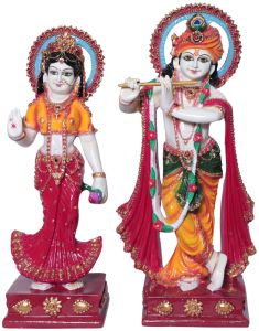 Radha Krishna Standing Flute Pair Idol Set
