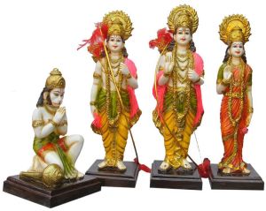 RAM Darbar Set Standing Idols with Kneeling Hanuman