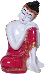 Resting Buddha Red Robe Marble Finish Idol