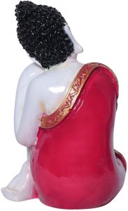 Resting Buddha Red Robe Marble Finish Idol