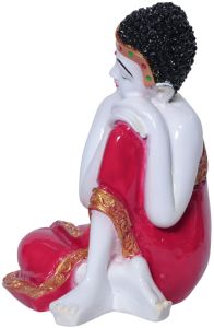 Resting Buddha Red Robe Marble Finish Idol