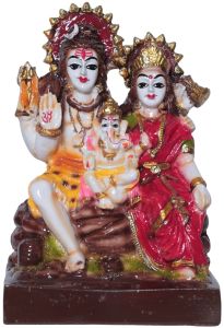 Shiv Parivar Ganesh Idol Marble Finish Decorative Showpiece