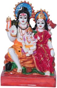Shiv Parivar Ganesh Sitting Marble Finish Idol