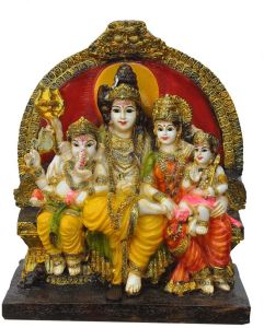 Shiv Parivar Sitting Decorative Idol with Ganesh Kartikeya Statue