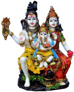 Shiv Parivar Sitting Idol with Ganesh Decorative Statue