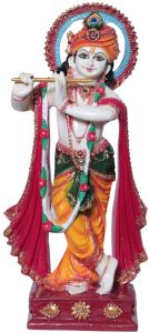 Standing Krishna Flute Marble Finish Decorative Idol