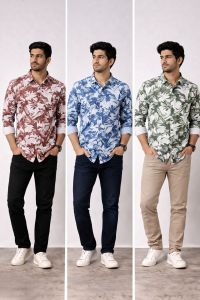 Men Floral Printed Laffer Fabric Casual Shirt