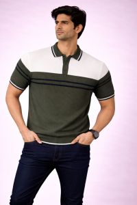 Men Striped Polo Collar T-Shirt