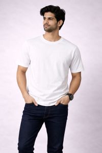 Solid White Round Neck Cotton T-Shirt