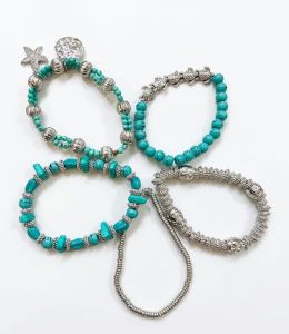Bohemian Turquoise and Silver Charm Bracelet