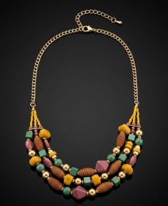 Colorful Wooden Bead Statement Necklace