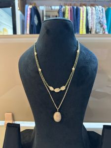Deebaco Gold Plated Multi Layered Stone Chain Necklace