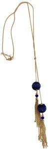 Gold Chain Blue Beaded Tassels Necklace