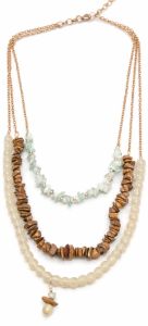 Gold Plated Multi Layered Stone Chain Necklace