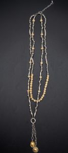 Layered Cylindrical Beaded Necklace