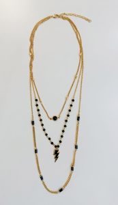 Layered Gold Tone Metal Necklace