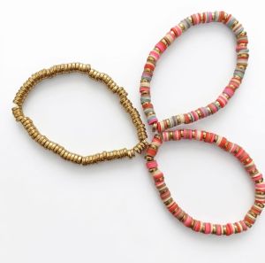 Multi Colored Metallic Bead Stretch Bracelet