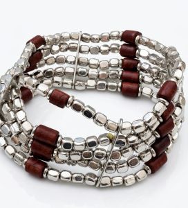 Multi Layered Silver Beaded Bracelet